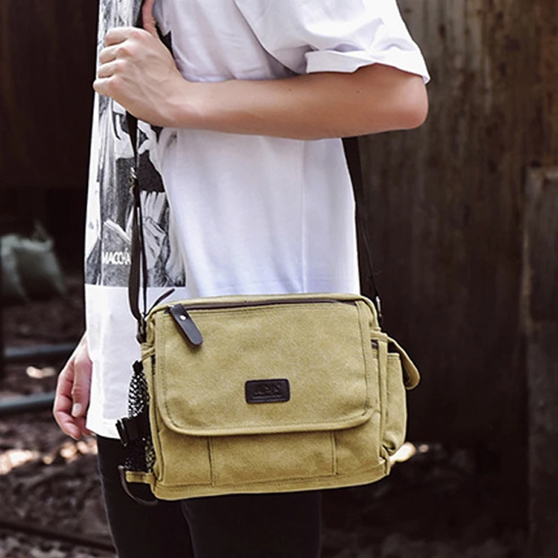 Холст человек Crossbody большой Ёмкость модная мужская Наплечная Сумка на каждый