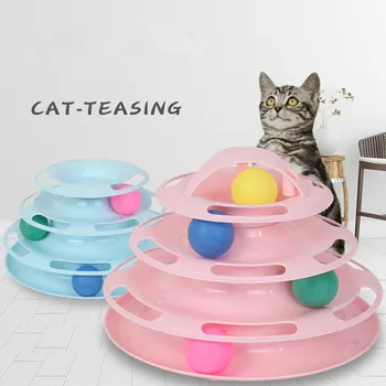 

Pets Cat Toys Interactive Four Layers Turntable Track Ball Toy Cats Dogs Fun Game Intelligence Disc Toy for Traning Pet Supplies