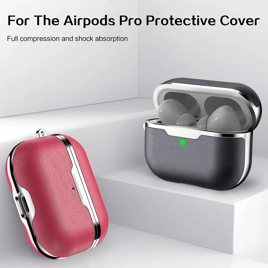 Чехол для наушников AirPods Pro 2019 портативный футляр беспроводной зарядки кожаный