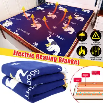 

2x1.8m Flannel Electric Blanket 220V Timming Heating Blanket for Double Bed Temp Control Heated Mattress Cartoon Elephant