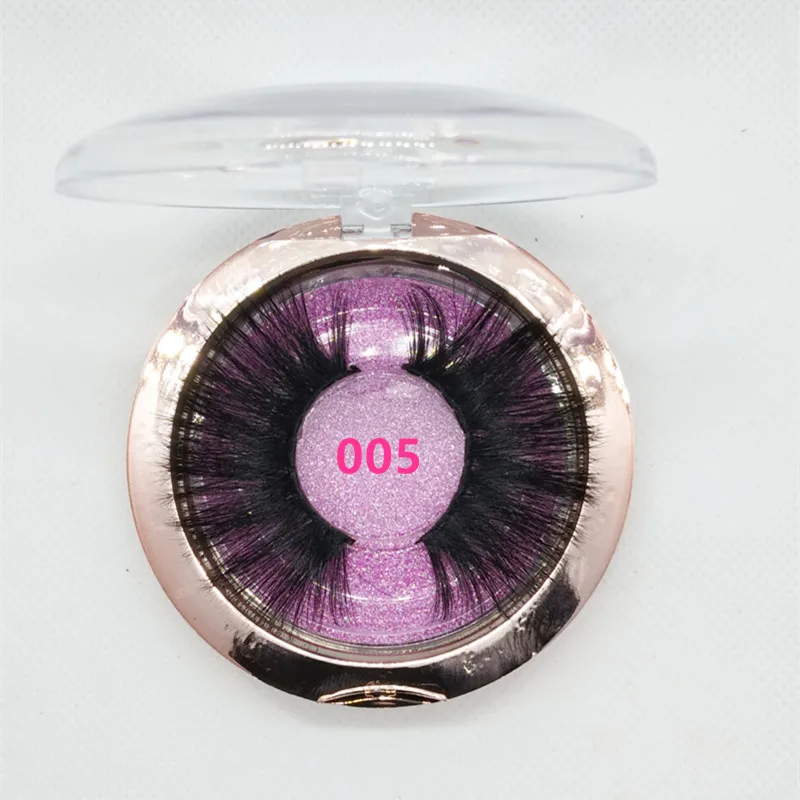 Mix 50 Pairs 3D Natural Long Lashes& 25mm Mink Eyelashes Wholesale Round Case Free Custom Packaging Makeup Mink Lashes