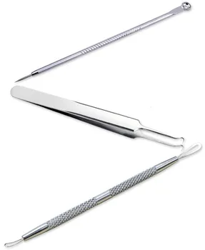 

3pcs Acne Remover Toolkit Blackhead Pimple Cleaning Needles Comedones Squeezing Tweezers Facial Kit Beauty Care Tools