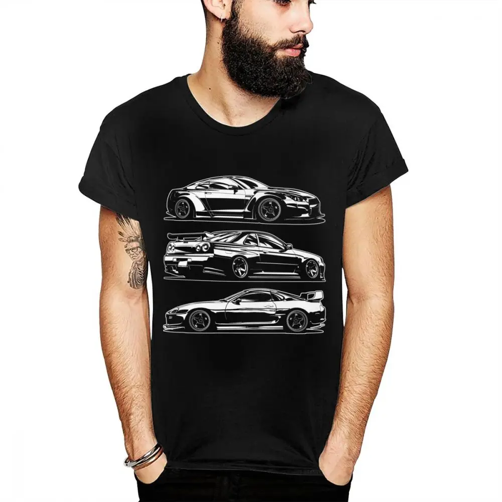 Классическая футболка для Тойота Супра R35 R34 японская Винтажная футболка для мужчин - Цвет: Черный
