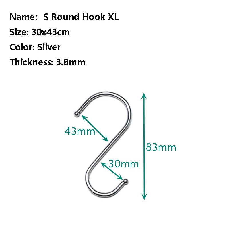 S Hooks for Hanging,Heavy Duty Metal S Hook for Kitchen Pots Pans
