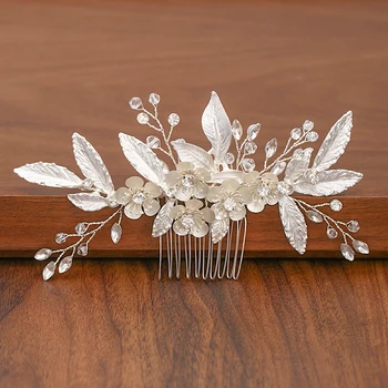 Silver Color Pearl Rhinestone Wedding Hair Combs Hair Accessories For Women Accessories Hair Ornaments Jewelry Bridal Headpiece 4