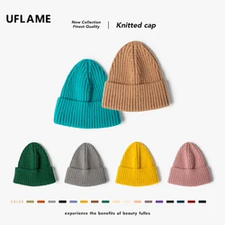 UFLAME – chapeau tricoté Jacquard pour femme, en laine, épais et chaud, bonnet tricoté à bout pointu, collection automne hiver 