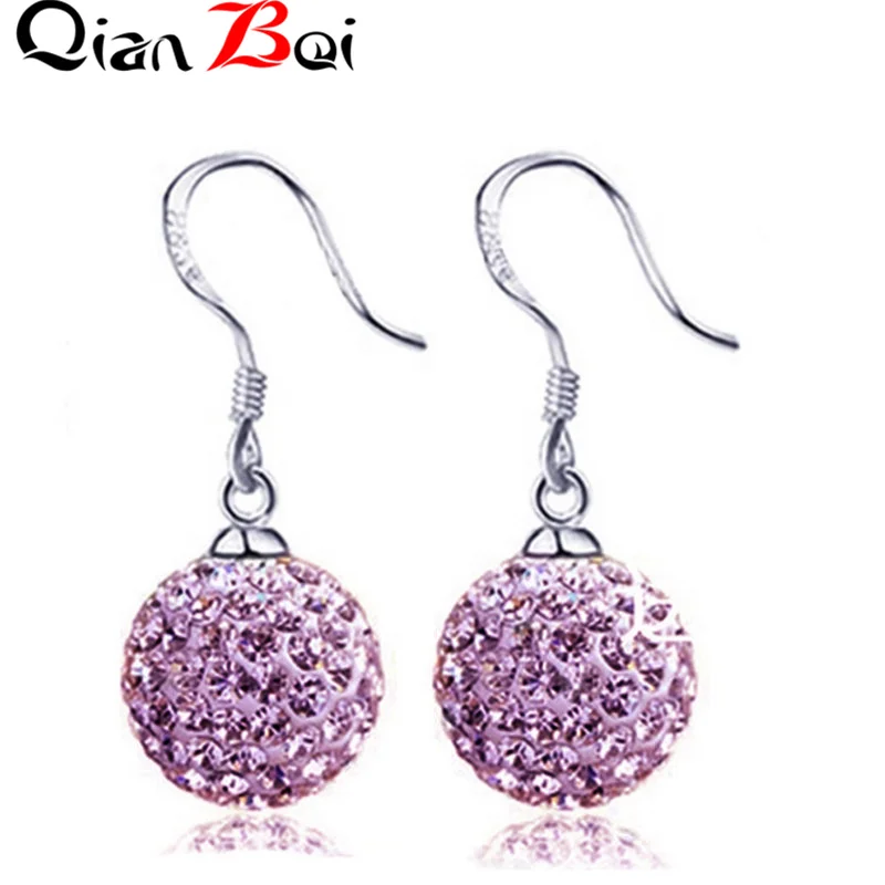 Multi-color ball crystal hook earrings for women
