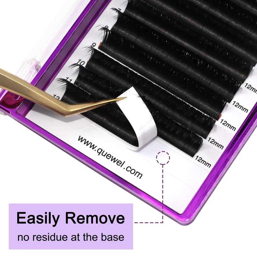Quewel V Shape Flat Eyelashes Extensions YY Lashes Auto-Fans 2D Double Tip Eyelash Soft Ellipse Flat Volume Lash Faux Mink