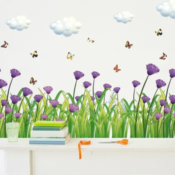 

Lavender Plant Baseboard Creative DIY Flower Wall Sticker Entrance Kitchen Bathroom Bedroom Living Room Wall Sticker Flower