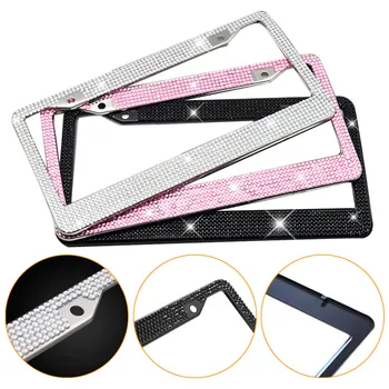 

2020 New Bling Crystal License Plate Frame Women Luxury Handcrafted Rhinestone Car Frame Plate Exterior Decor Accessories