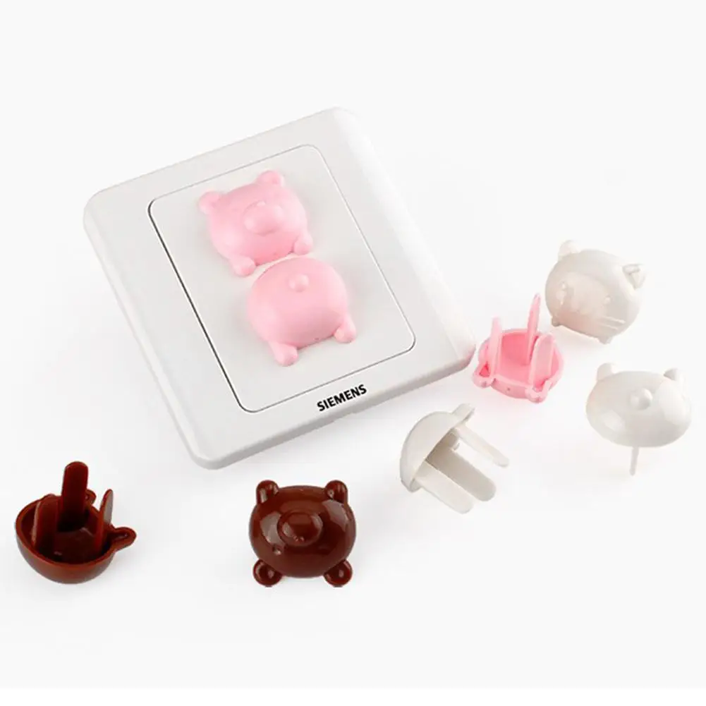 Kuulee 6pcs Power socket cover Cap Baby Cute Animal Piggy Shape Plug Protector Security Cover Shock Protection | Мать и ребенок