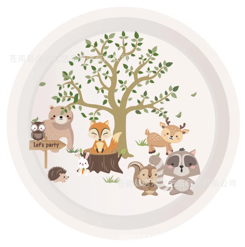 Description Picture 5 of itemForest Animal Small Fresh Birthday Party Decoration Disposable Tableware Set Banner Paper Tray Paper Towel Paper Cup 302