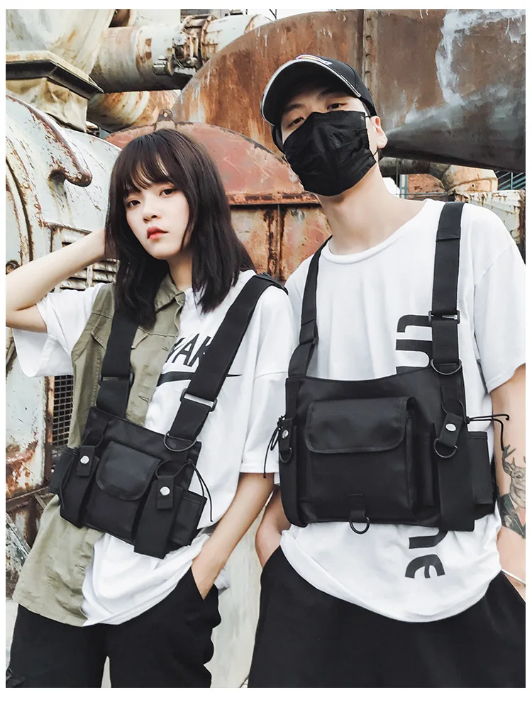 Модная нагрудная сумка для мужчин и женщин в стиле хип-хоп Уличная тактическая Мужская нагрудная сумка через плечо жилет сумка трендовые поясные сумки