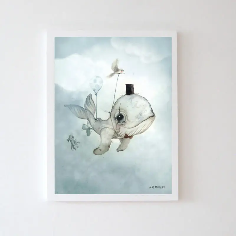 Nordic-Spray-Color-Rabbit-Girl-Canvas-Painting-Cartoon-Bicycle-Boy-Circus-Lion-Whale-Wall-Picture-Animal (5)