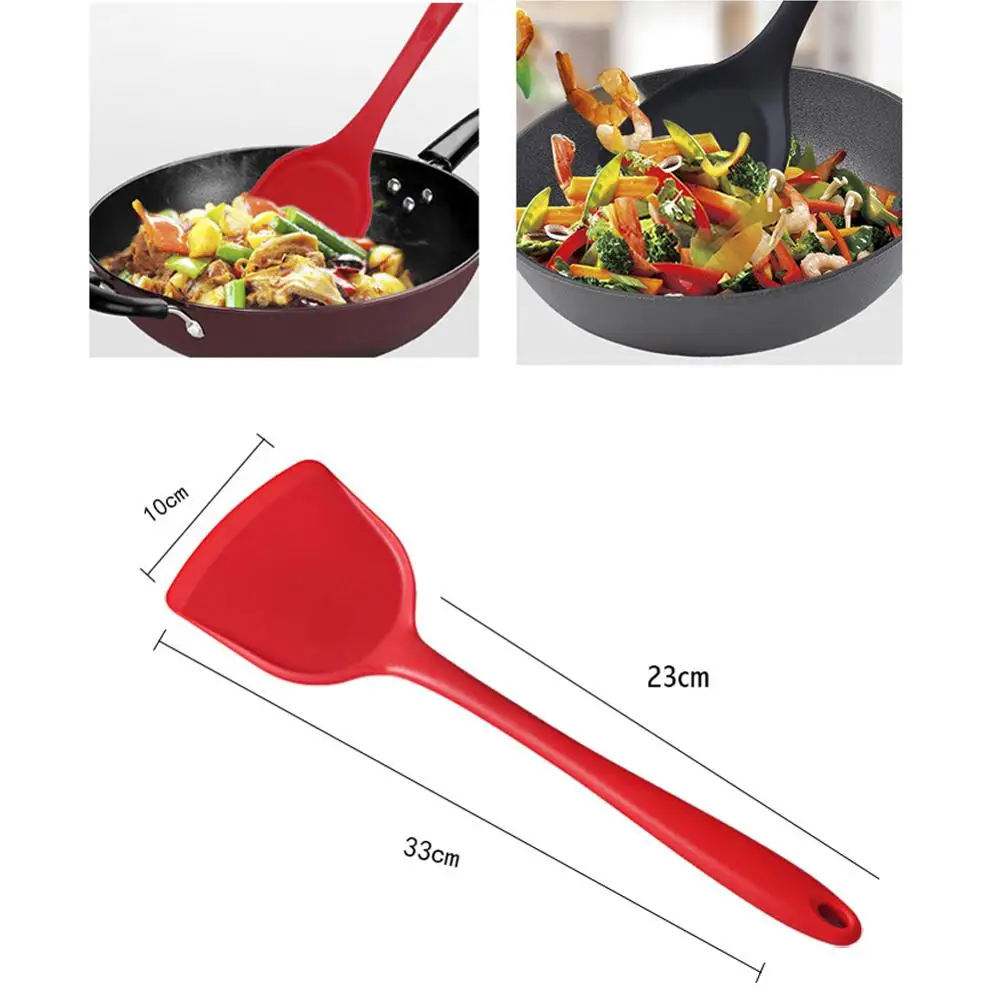 

Kitchen Spatula Silicone Kitchen Cooking Utensils Non-stick Heat Resistant Beef Meat Egg Pizza Shovel Scraper Cooking Tools D10