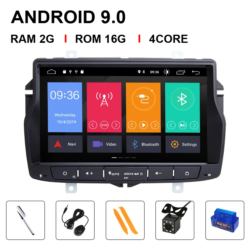4 Core 16ROM OBD Cam Ips DSP 4G 64G2 Din Android 9,0 gps Автомагнитола для Лада Веста- стерео навигация Мультимедиа Аудио головное устройство NOdvd плеер - Цвет: 4 Core 16ROM OBD Cam