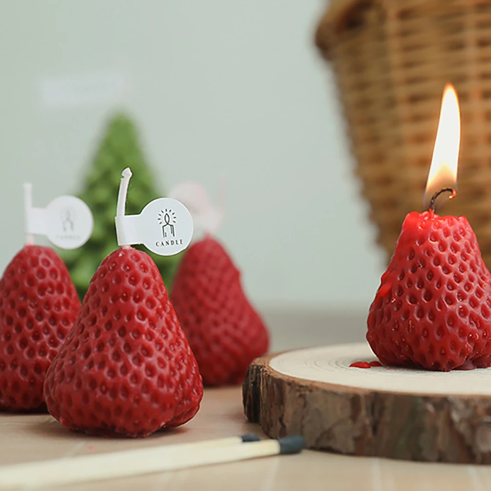 1/4PCS Strawberry Decorative Aromatic Candles Soy Wax Scented Candle for Birthday Wedding | Дом и сад