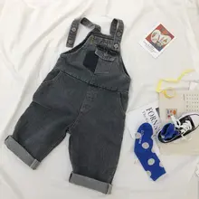 Детские комбинезоны; сезон весна-осень; комбинезоны для мальчиков и девочек; брюки; одежда; однотонные джинсы с карманами; модная детская одежда; h59