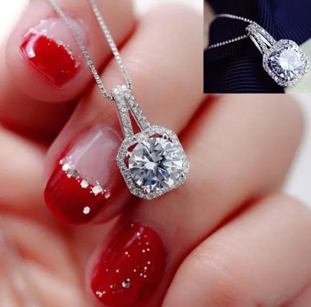 

South Korea Harajuku Classic Simple Box Chain Accessories Diamond Square Crystal Short Crystal Zircon Choker Necklace