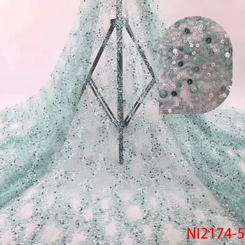 

High Quailty African Sequence Lace Fabric 2019 Latest Embroidery Tulle Lace with Sequins for Nigerian Women AMYNI2174
