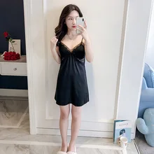 Черный сексуальный летний женский халат для спальни шелковистая Пижама без рукавов Ночная рубашка-пеньюар банный Халат