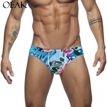 

oeak Men Swimwear pants Low Rise Swimming Briefs Sexy Flower Print Swim Trunks Beach Shorts Surffing Beachwear 2020 new