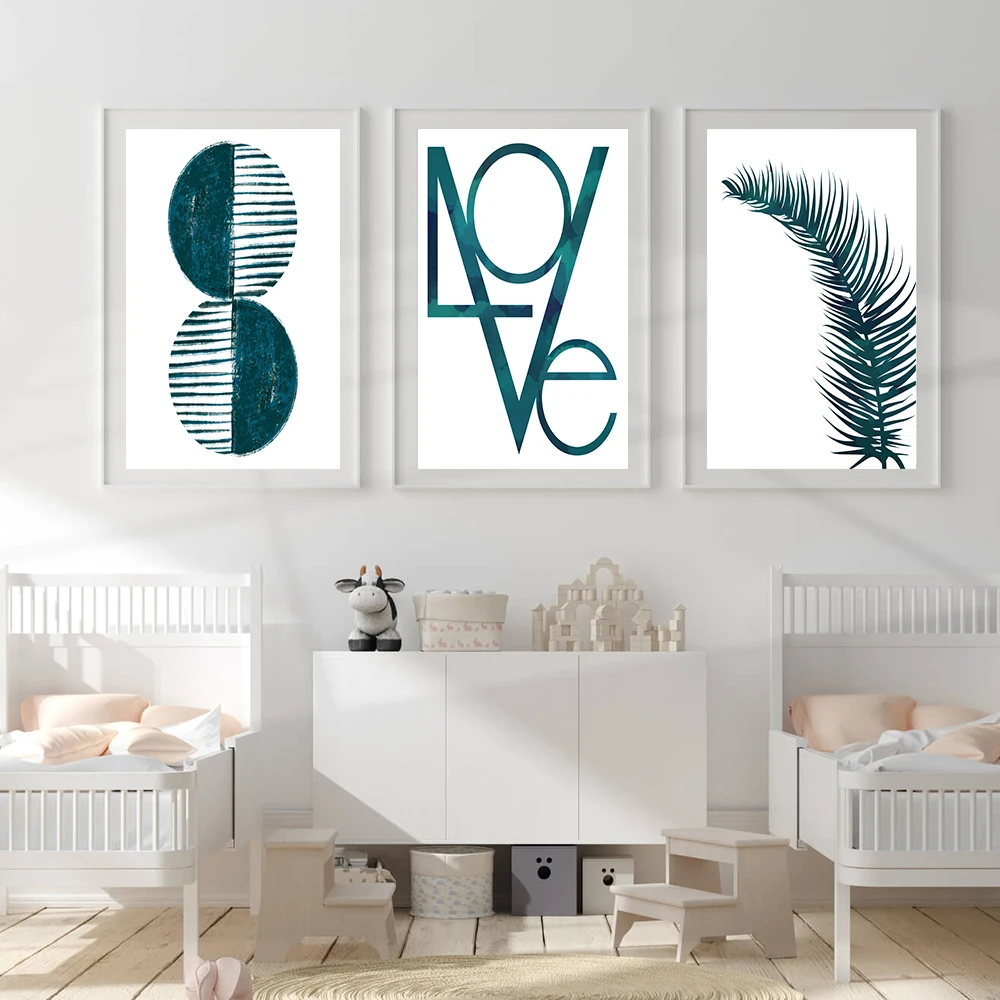 

Scandinavian Minimalist Poster Green Leaves Wall Art Nordic Canvas Paintings for Bedroom Interior Decor Posters and Prints