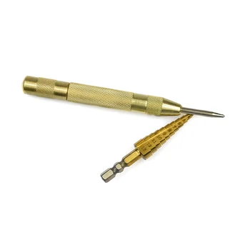 

1Pc 3-13Mm Titanium Coated Hss Steel Step Drill Bits +1Pc Center Punch Drill Bits Sets Stator Punching Automatic Center Pin
