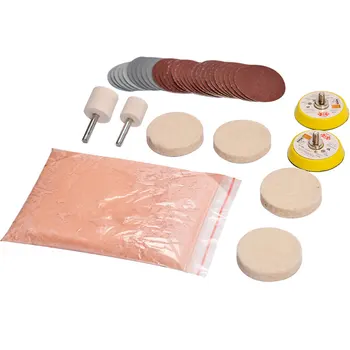 

34pcs/Set Deep Scratch Remove Glass Polishing Kit 8 OZ Cerium Oxide+ Sanding Disc + Wool Polishing Pad For Windscreen Windows