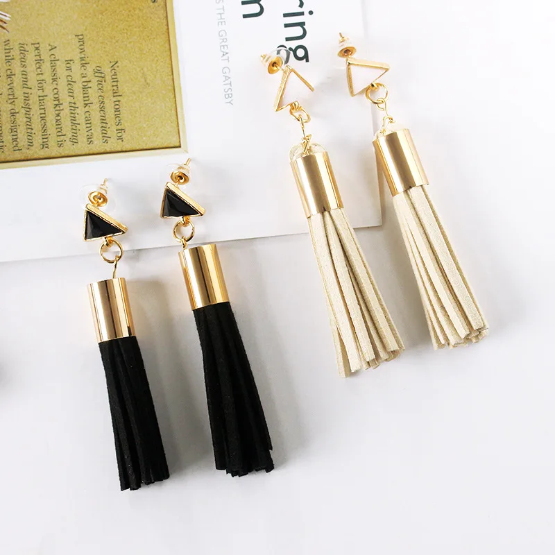 

Super-beautiful Metal Triangle Drop Retro Leather Earrings Newest Style Aretes De Acero Inoxidable Para Mujer