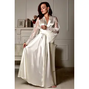 

Silk Satin Long Robe Kimono Bridal Bridesmaid Sexy Dressing Gown Sleepwear Bathrobe