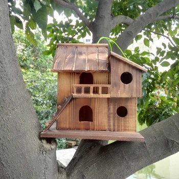 

Bird's Nest enlarged bird's nest bird's cage wooden carbonization anticorrosive wood Bird's house outdoor pastoral decoration