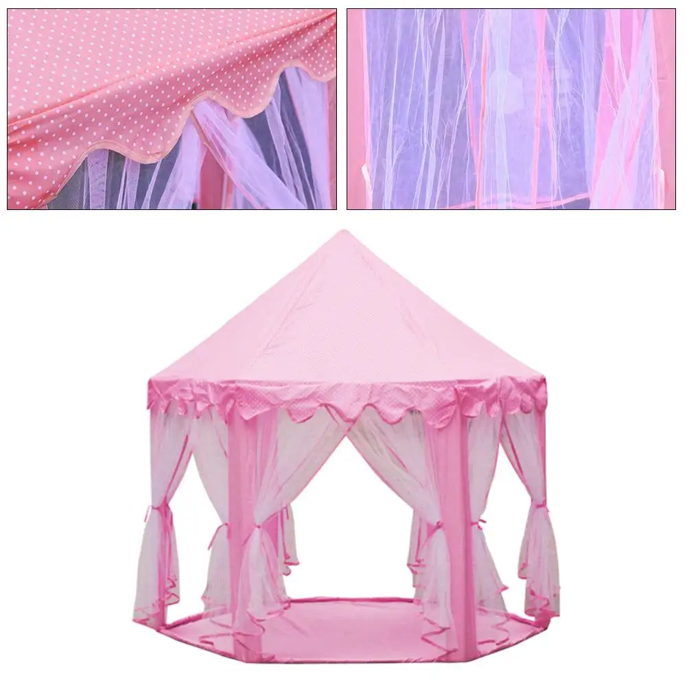 Большой Крытый открытый детский игровой дом Шестигранная Принцесса Палатка для игр в форме замка розовая палатка мечты домашняя игровая палатка