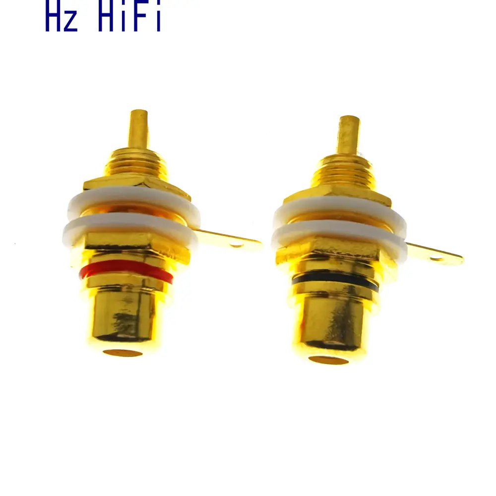 2PCS Plating Gold RCA Right Angle Connector Plug Adapters Red Black Female Audio Adapter