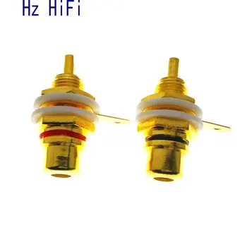 

2PCS Plating Gold RCA Right Angle Connector Plug Adapters Red Black Female Audio Adapter