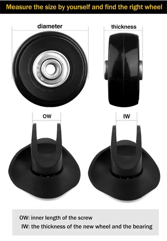 Luggage Universal Wheel Accessories Wheels Boarding Suitcase Wheels Aircraft Silent Wheels Universal Silent 20-inch 28-inch