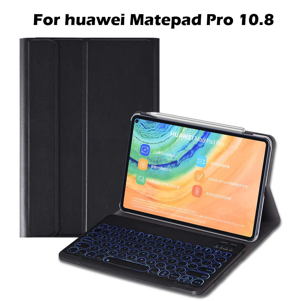 

Case For Huawei Matepad Pro 10.8" 7 Colors Backlit Keyboard English Bluetooth Tablet Keyboard Case Cover For Huawei Matepad Pro