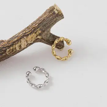 

JDCE004 18K Gold Plated Twist Silver Pierceless Ear Clip Earring S925 Sterling Silver Twist No Piercing Ear Cuff for Women
