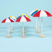 Miniaturowa plaża parasol słoneczny figurki DIY rzemiosło bajki ogród lalka akcesoria dekoracja zewnętrzna mikro Home Decor tanie tanio foundtwo CN (pochodzenie) LANDSCAPE europe Printing Geometric shapes decoration red yellow blue L 5 1*7cm M 4*6cm S 3 3*5 5cm