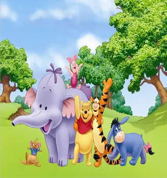 

8x8FT Winnie Eeyore Green Trees Garden Custom Photography Studio Backgrounds Backdrops Vinyl 240cm x 240cm