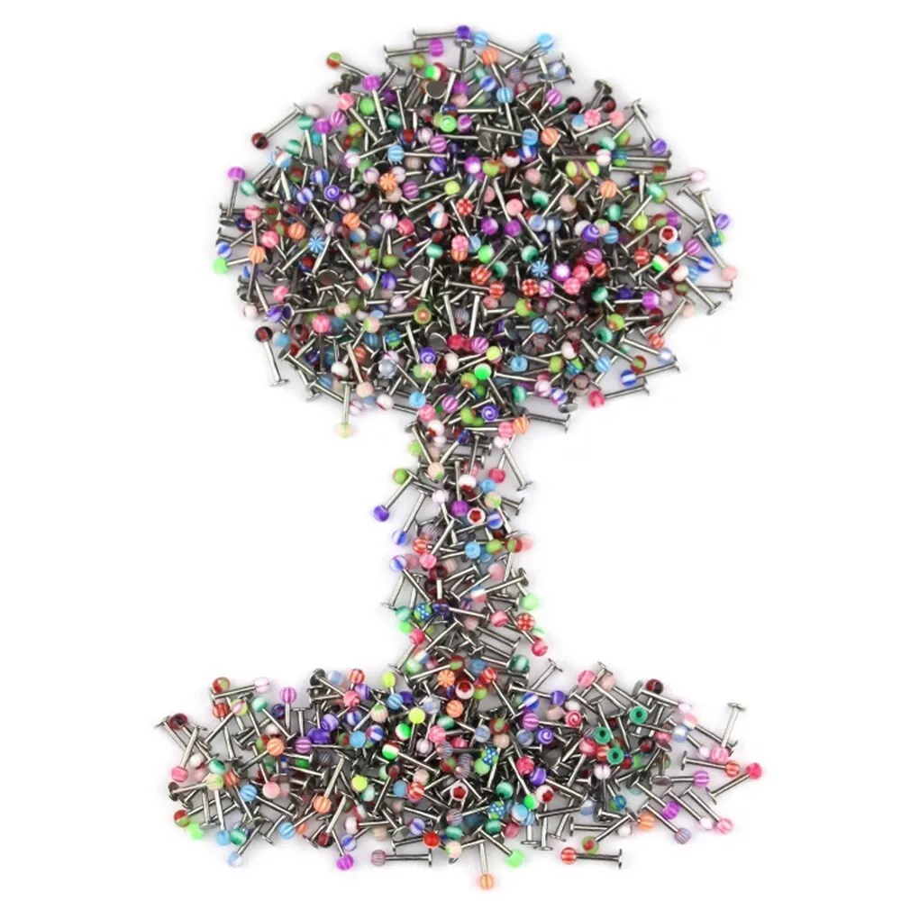 10/20/30/50Pcs Mix Vertical Labret Lip Piercing Lot 16G Plastic Labret Piercing Pack Mix Lip Ring Lot Cartilage Tragus Piercing