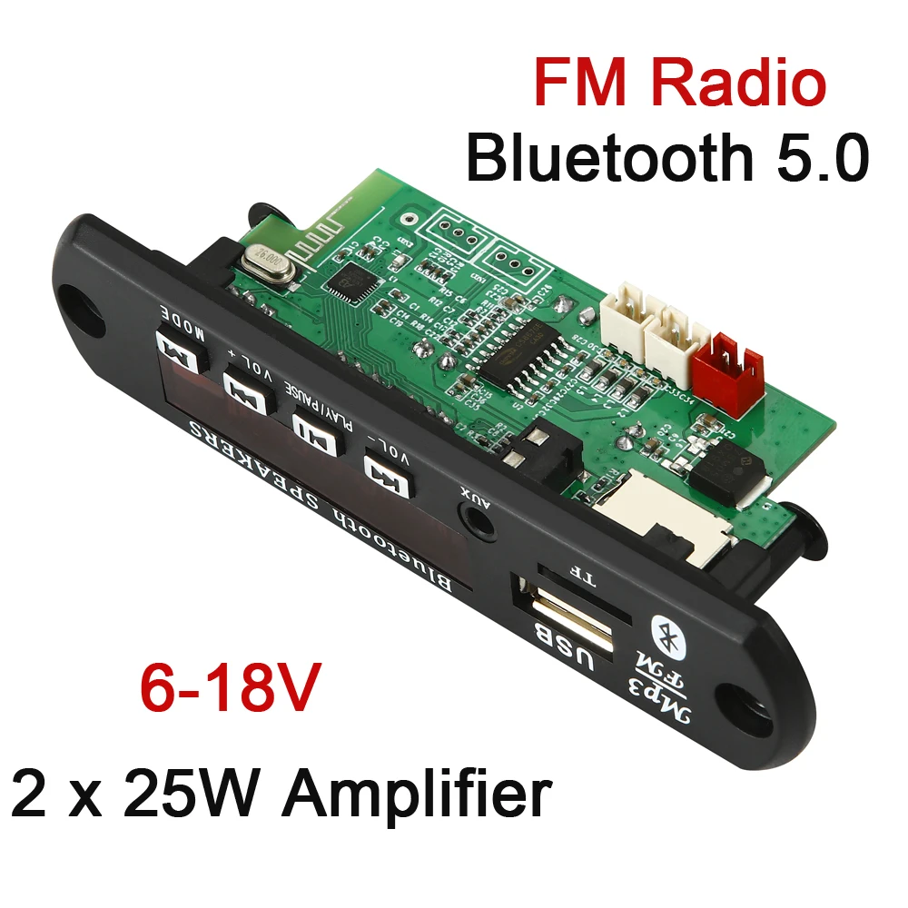 Усилитель MP3-плеера 6 в 18 2*25 Вт Плата декодера Bluetooth 5 0 50 усилитель автомобильный