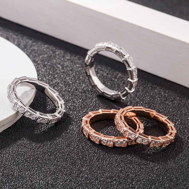 

silver snake ring zircon- embedded ring YF256G