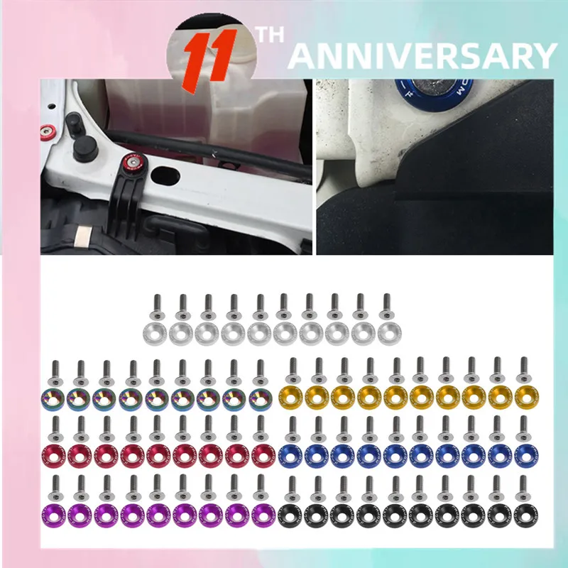 10Pcs Style Fender Washers Aluminum Screws 6mm For Honda Civic Integra