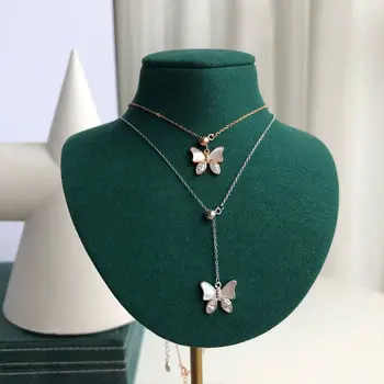 

S925 Fine Silver Butterfly Necklace Female chao wang Red INS Normcore Style Non-mainstream Design Choker Adjustable N343