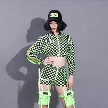 Флуоресцентный зеленый костюм Дэна в стиле хип-хоп женская одежда для танец Черлидинга новая одежда для джазовых танцев наряд для выступлений Ropa костюм в стиле хип-хоп