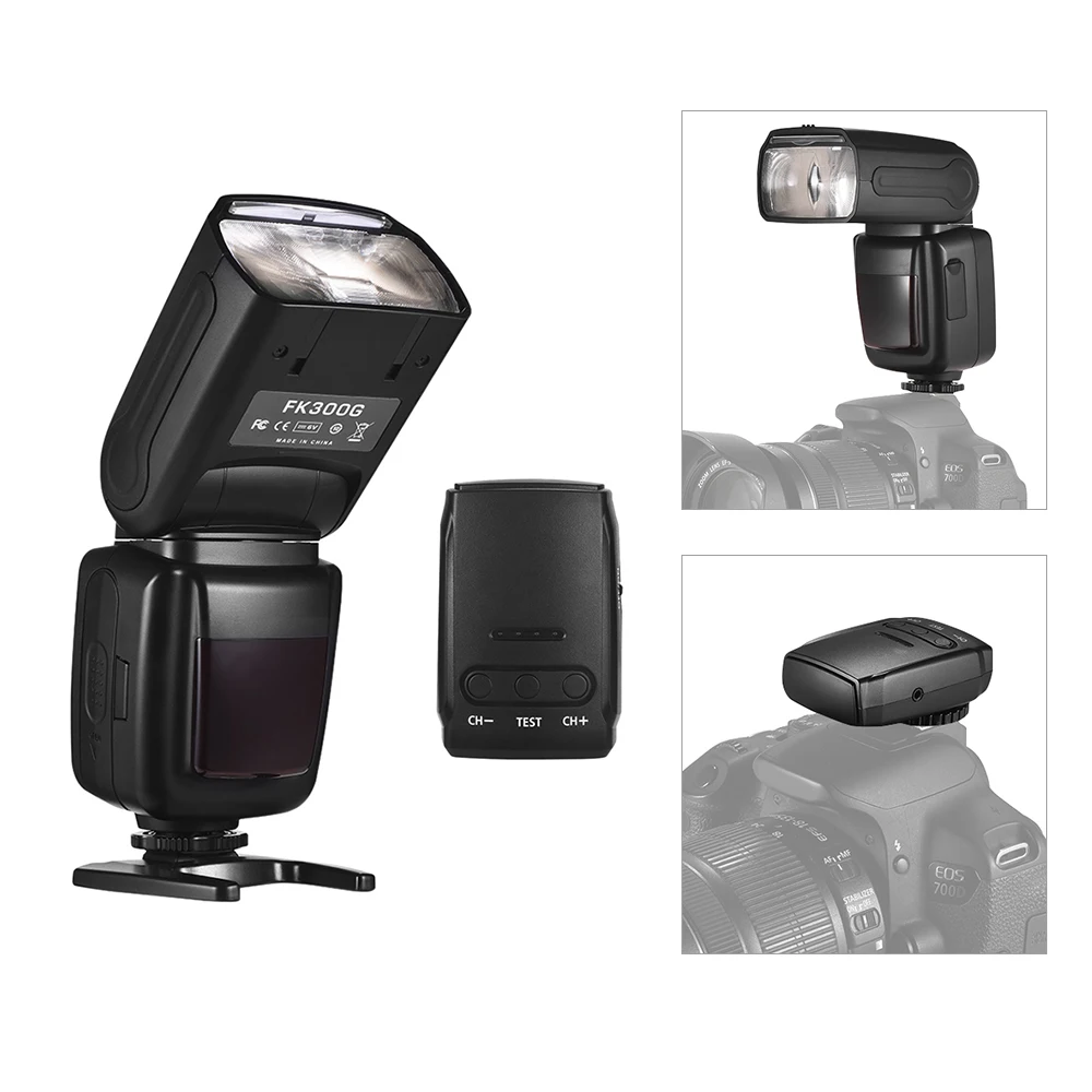 Universal Flash Speedlite 2.4G Wireless Flash 5600K with Flash Trigger for Canon Nikon DSLR for Sony A7 Series ILDC Cameras