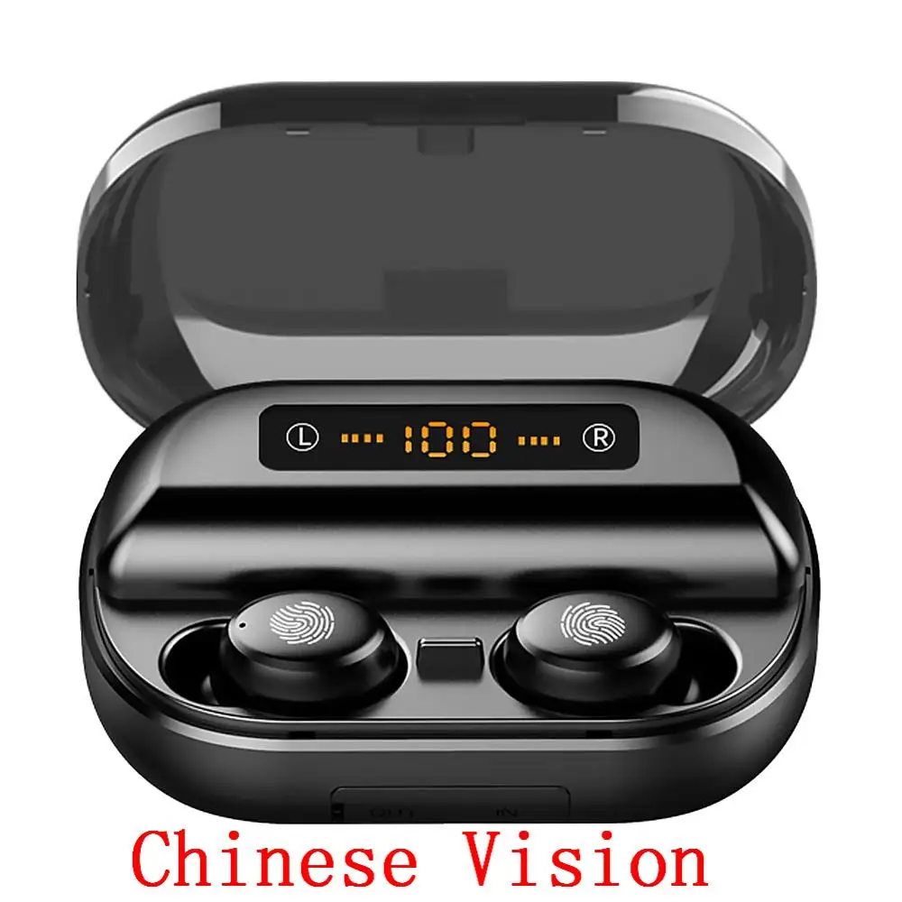 Chinese Vision V11 TWS Bluetooth 5,0 мини музыкальная гарнитура беспроводной IP67 водонепроницаемый спортивный наушник с 4000 мАч СВЕТОДИОДНЫЙ Дисплей Чехол для зарядки - Цвет: Chinese Vision