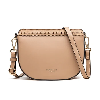 

New Women Shoulder Bag Semicircle Hollow Out Zipper Crossbody Bag Brief Fresh Ladies Messenger Bag Deliate Phone Small Round Bag