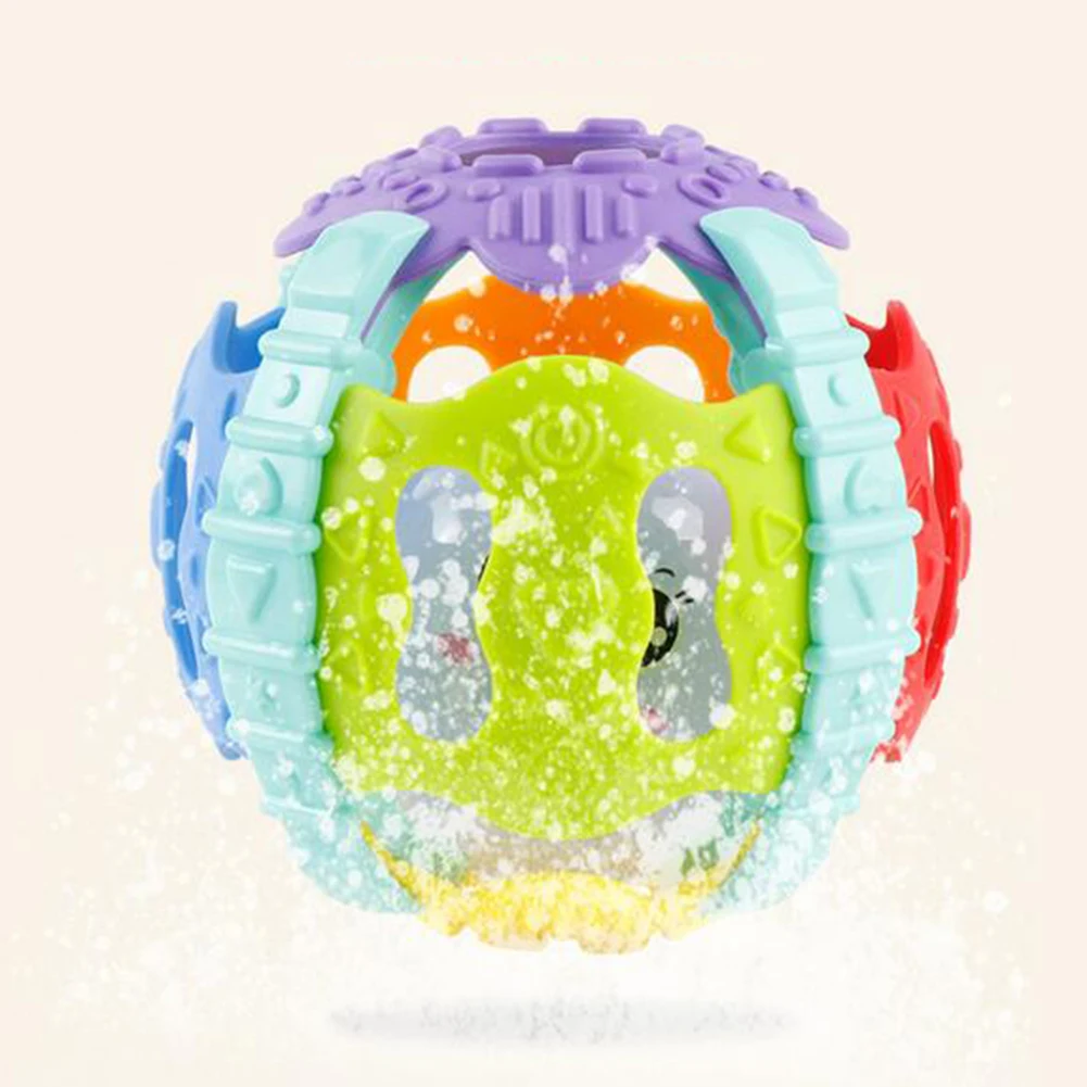 Colorful Babies Soft Hand Grab Rattle Ball Sound Light Educational Teething Toy